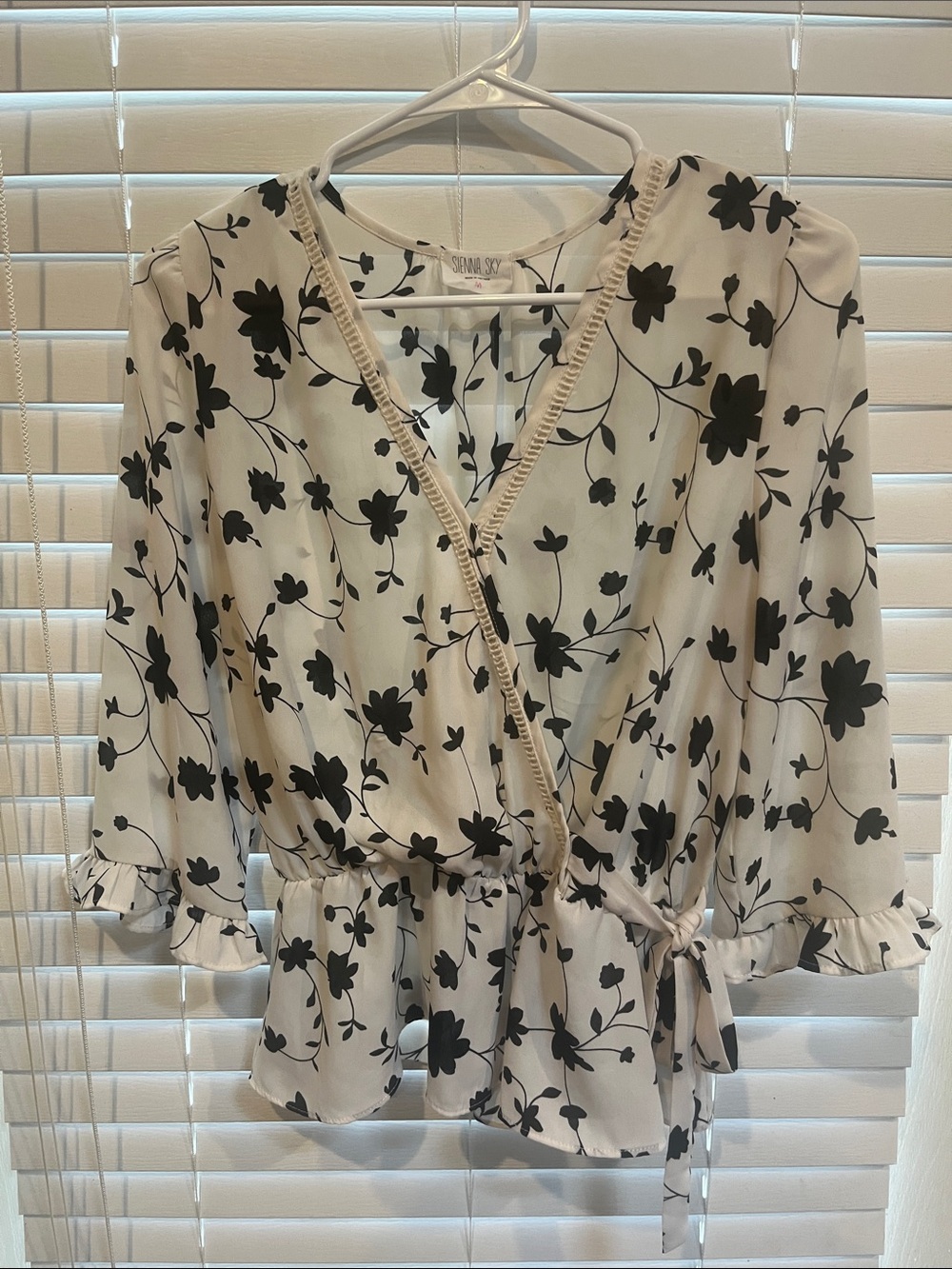 Sienna Sky Ivory Floral Wrap Blouse